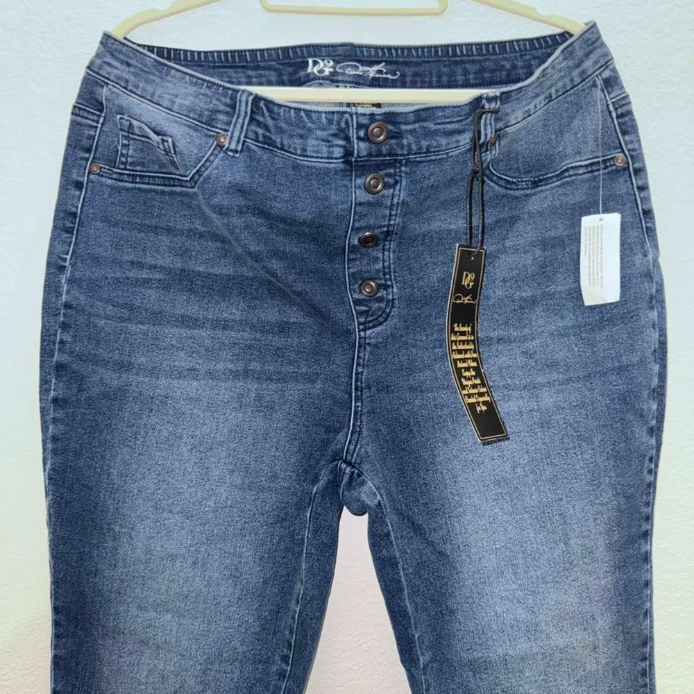Diane Gilman Women's XLT Dark Wash Denim Jeans Pull On Ankle Snap Button Skinny - Picture 3 of 15